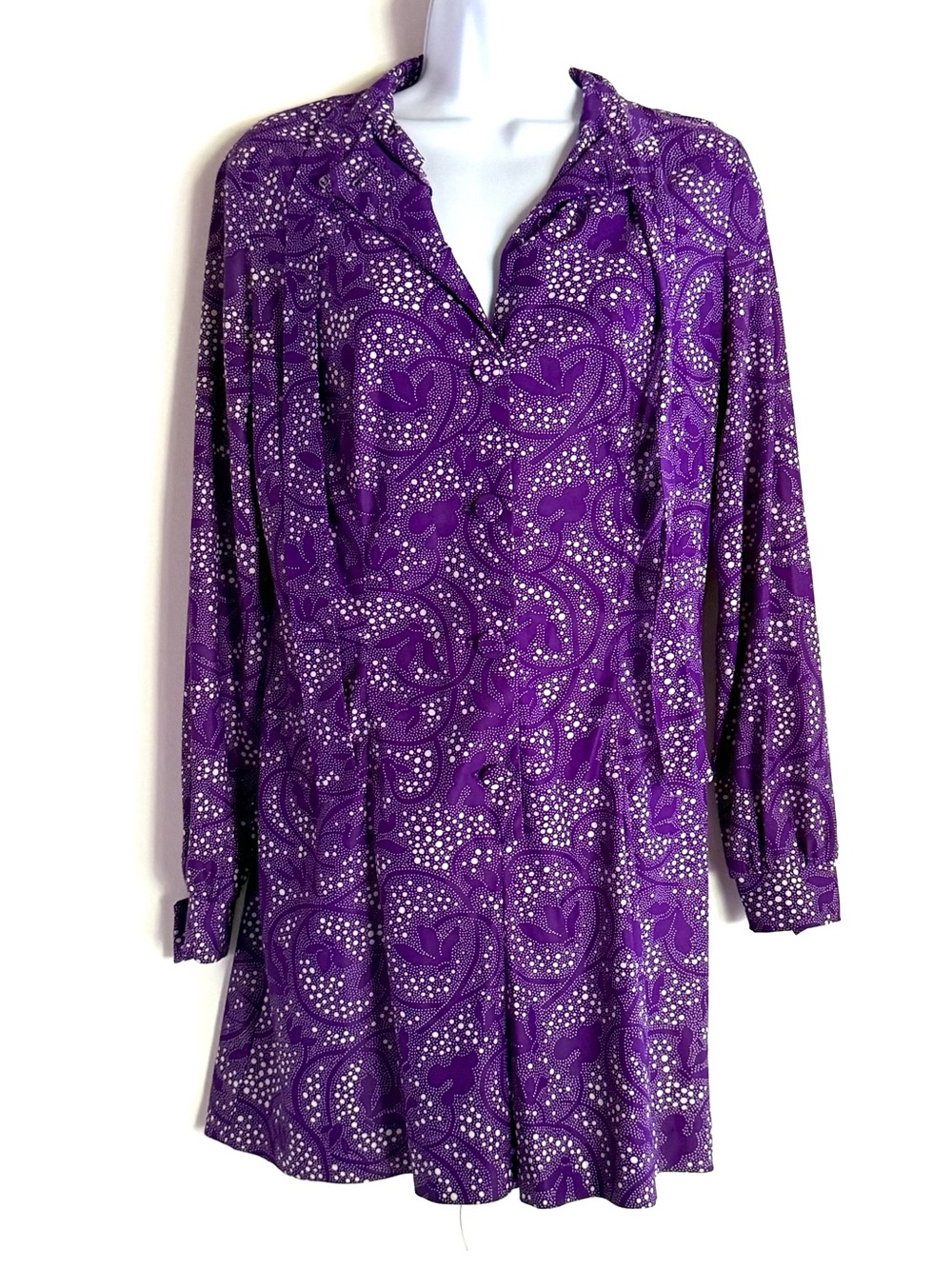 Vintage Retro Sears Purple Patterned Long Sleeve Short Romper